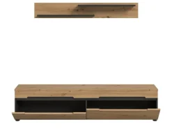 Inn.Furn TV-Lowboard und Wandboard in Eiche und Grau 170 cm Cooper