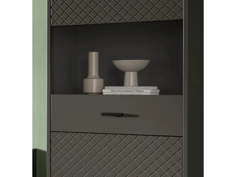 Inn.Furn Vitrine in Grau Matt 58 x 195 cm Madea