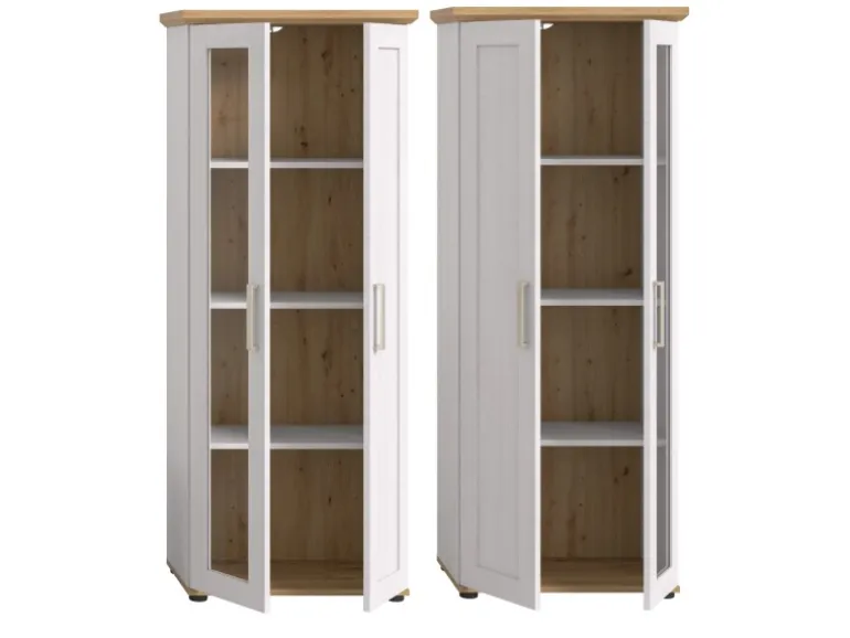 Inn.Furn Vitrine in Weiß Lärche Landhaus 64 x 161 cm Mirano
