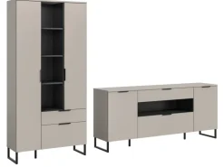 Inn.Furn Wohnwand in Kaschmir und Schwarz 290 cm Morena