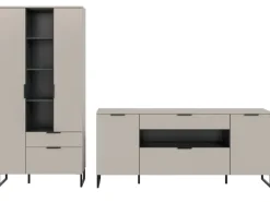 Inn.Furn Wohnwand in Kaschmir und Schwarz 290 cm Morena