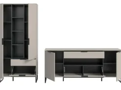 Inn.Furn Wohnwand in Kaschmir und Schwarz 290 cm Morena
