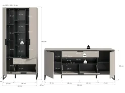 Inn.Furn Wohnwand in Kaschmir und Schwarz 290 cm Morena