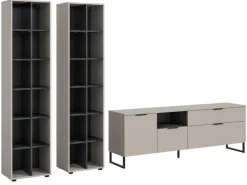 Inn.Furn Wohnwand in Kaschmir und Schwarz 305 cm mit Soft-Close Morena