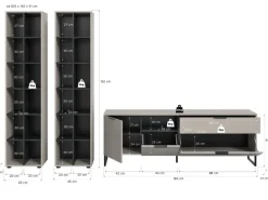 Inn.Furn Wohnwand in Kaschmir und Schwarz 305 cm mit Soft-Close Morena