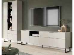 Inn.Furn Wohnwand in Kaschmir und Schwarz 290 cm mit Soft-Close Morena