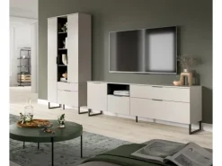 Inn.Furn Wohnwand in Kaschmir und Schwarz 290 cm mit Soft-Close Morena