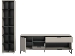 Inn.Furn Wohnwand in Kaschmir und Schwarz 245 cm mit Soft-Close Morena