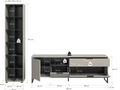 Inn.Furn Wohnwand in Kaschmir und Schwarz 245 cm mit Soft-Close Morena