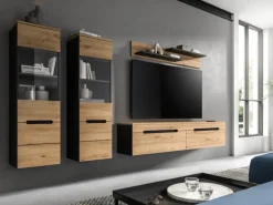 Inn.Furn Wohnwand in Eiche und Grau 272 cm Cooper