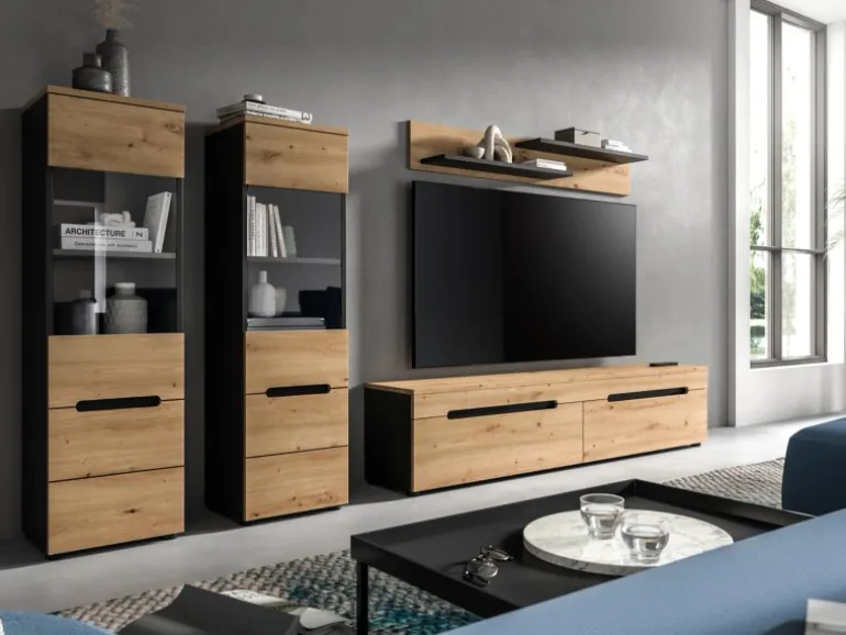 Inn.Furn Wohnwand in Eiche und Grau 272 cm Cooper