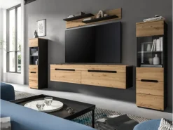 Inn.Furn Wohnwand in Eiche und Grau 272 cm Cooper
