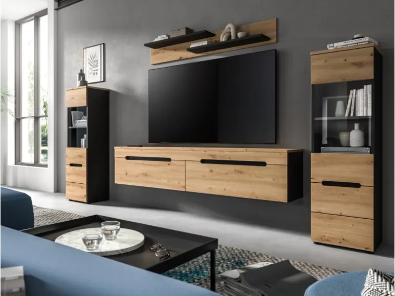 Inn.Furn Wohnwand in Eiche und Grau 272 cm Cooper