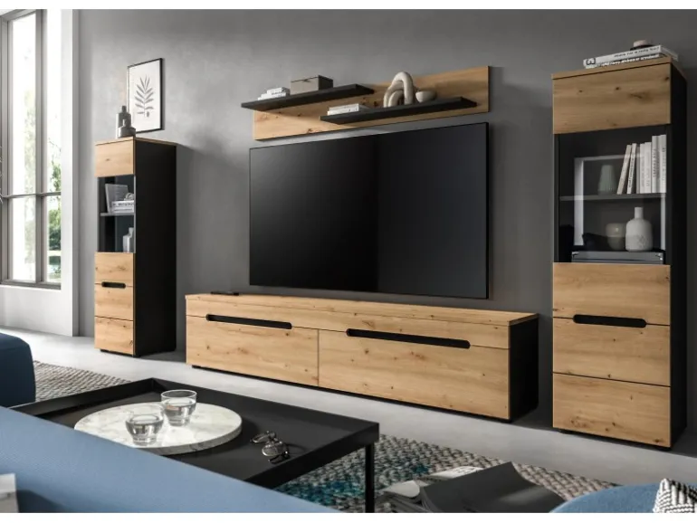 Inn.Furn Wohnwand in Eiche und Grau 272 cm Cooper