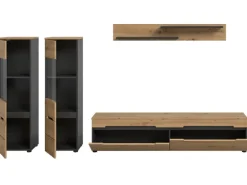Inn.Furn Wohnwand in Eiche und Grau 272 cm Cooper