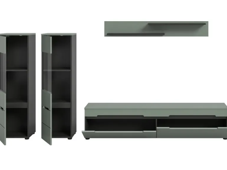 Inn.Furn Wohnwand in Salbei und Grau 272 cm Cooper