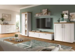 Inn.Furn Wohnwand in Weiß Lärche Landhaus 4-teilig 316 cm Mirano
