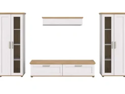 Inn.Furn Wohnwand in Weiß Lärche Landhaus 4-teilig 316 cm Mirano