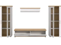 Inn.Furn Wohnwand in Weiß Lärche Landhaus 4-teilig 316 cm Mirano