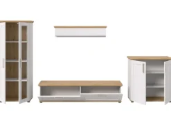 Inn.Furn Wohnwand in Weiß Lärche Landhaus 4-teilig 336 cm Mirano