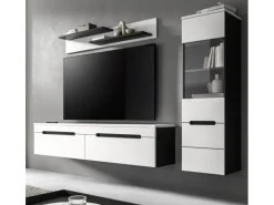 Inn.Furn Wohnwand in Weiß und Grau 221 cm Cooper