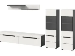Inn.Furn Wohnwand in Weiß und Grau 272 cm Cooper