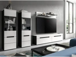 Inn.Furn Wohnwand in Weiß und Grau 272 cm Cooper