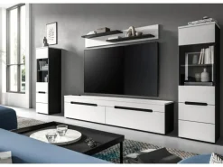 Inn.Furn Wohnwand in Weiß und Grau 272 cm Cooper
