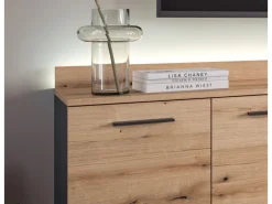 Inn.Furn Wohnwand 3-teilig Grau Evoke Eiche 247 cm mit Soft-Close Elian