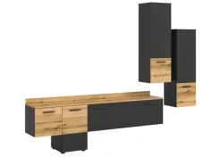 Inn.Furn Wohnwand 3-teilig Grau Evoke Eiche 247 cm mit Soft-Close Elian