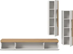 Inn.Furn Wohnwand 3-teilig in Weiß und Eiche 270 cm Siena