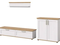 Inn.Furn Wohnwand 3-teilig in Weiß Lärche Landhaus 260 cm Mirano