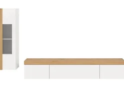 Inn.Furn Wohnwand 2-teilig in Weiß und Eiche 225 cm Siena