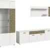 Inn.Furn Wohnwand Weiß Gold 3-teilig 305 cm Fühlbare 3D-Struktur Relief