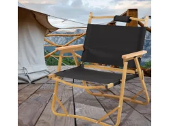 Jawinio Outdoor Campingstuhl Holz Faltbar Mit Armlehnen Faltstuhl Schwarz