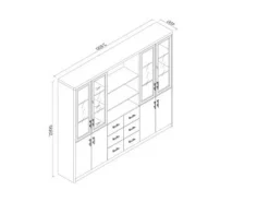 Jet-Line Aktenschrank Bloomfield in Mahagoni-Optik mit Glastüren 200x240x40 cm