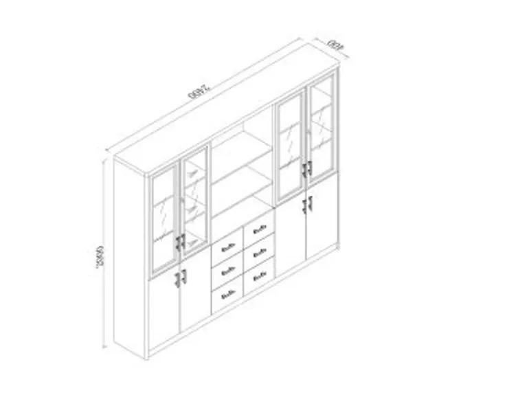 Jet-Line Aktenschrank Bloomfield in Mahagoni-Optik mit Glastüren 200x240x40 cm