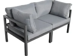 Jet-Line Garten Sofa Rhodos 2-Sitzer in Anthrazit-Grau mit Aluminiumrahmen