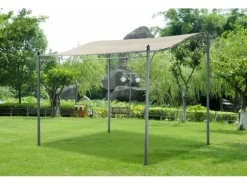 Jet-Line Gartenanbau-Pavillon Lagos aus Alu mit Überdachung 2,5 x 3 Meter in Anthrazit/Beige