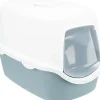 Jollypaw Katzentoilette mit Haube 40 cm x 40 cm x 56 cm Blau/Weiß
