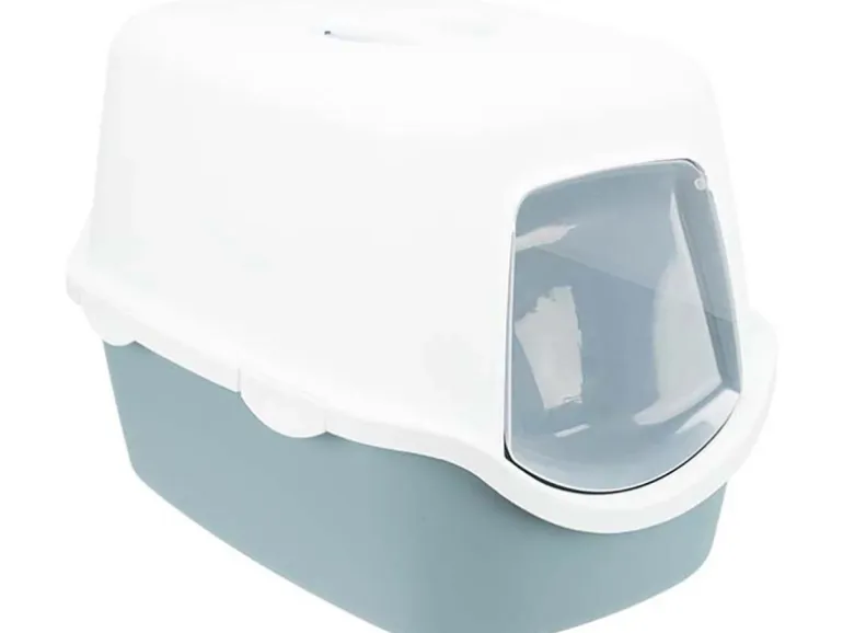 Jollypaw Katzentoilette mit Haube 40 cm x 40 cm x 56 cm Blau/Weiß