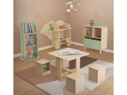 Joyz Kinderregal Bär 2 Ebenen Natur 110x 32x83 cm Holz Regal mit Offenen Regalen