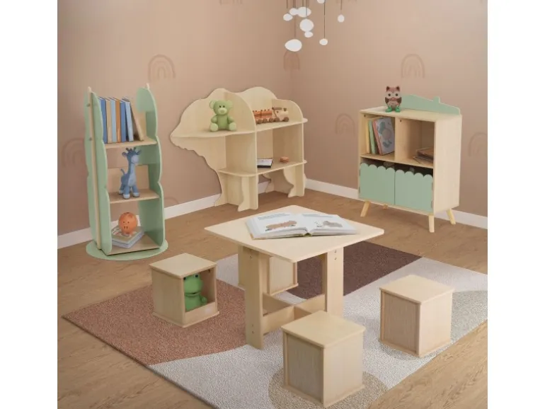 Joyz Kinderregal Bär 2 Ebenen Natur 110x 32x83 cm Holz Regal mit Offenen Regalen
