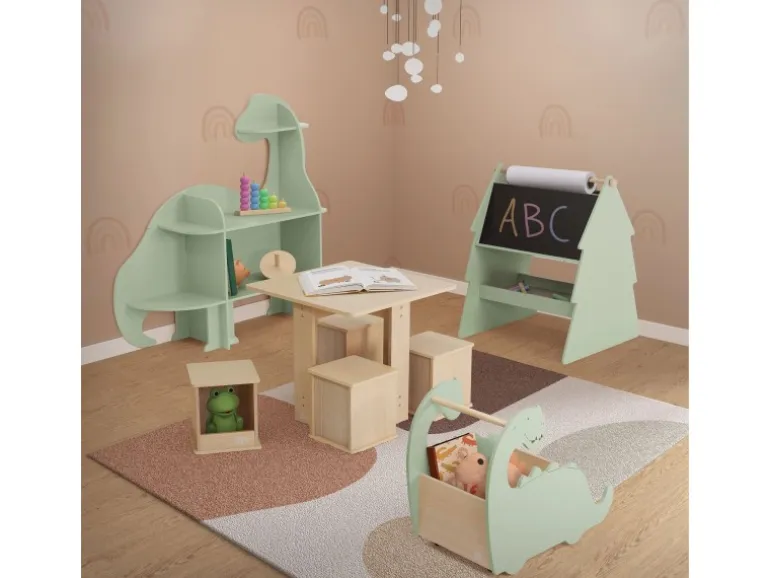 Joyz Kindersitzgruppe 5 Teilig 1 Tisch und 4 Hockern Kindertischgruppe Holz