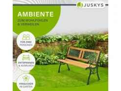 Juskys 2 Sitzer Gartenbank Sanremo aus Lackiertem Holz und Gusseisen