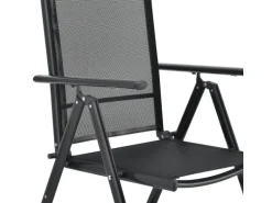 Juskys Aluminium Gartengarnitur Milano 9 Teilig mit Tisch und 8 Stühlen Dunkelgrau