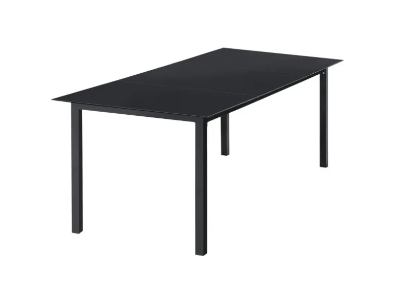 Juskys Aluminium Gartengarnitur Milano 9 Teilig mit Tisch und 8 Stühlen Dunkelgrau