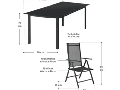 Juskys Aluminium Gartengarnitur Milano 9 Teilig mit Tisch und 8 Stühlen Dunkelgrau