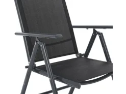 Juskys Aluminium Gartengarnitur Milano 5 Teilig mit Tisch und 4 Stühlen Dunkelgrau
