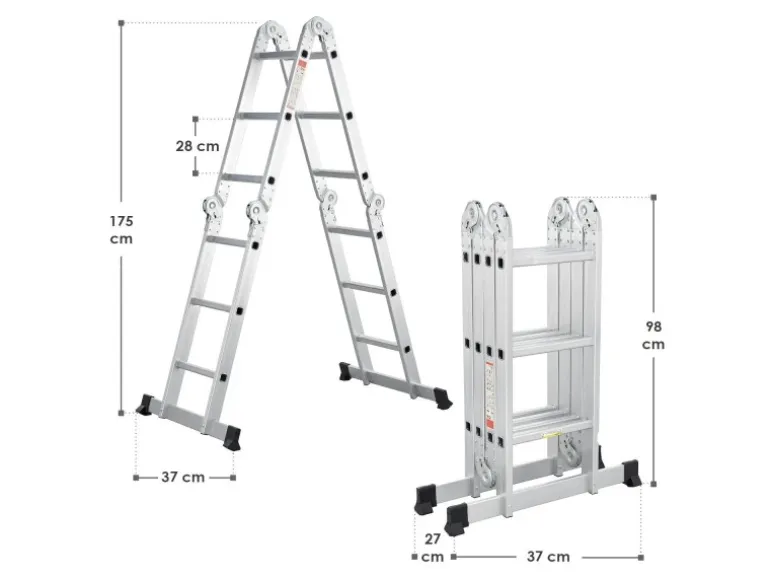 Juskys Aluminium Multifunktionsleiter 3,6m Tragfähigkeit bis 150 kg